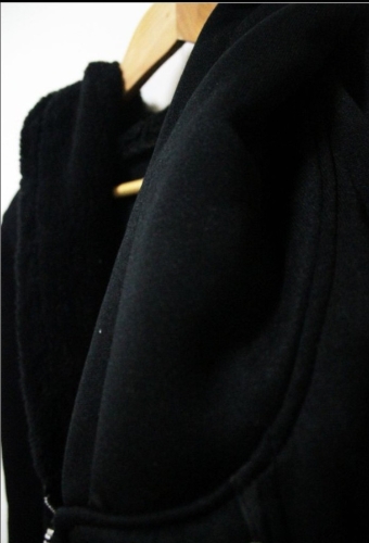 

Fashion Women Thick Coat Zipper Closure Hoodies Outerwear Black