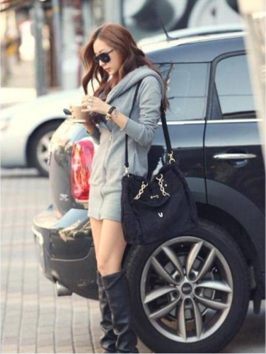

Fashion Women Thick Coat Zipper Closure Hoodies Outerwear Grey
