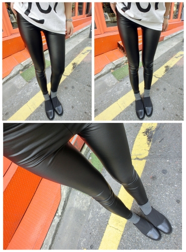 

Sexy Women PU Leggings Elastic Waist Stretchy Skinny Pants Trousers Black