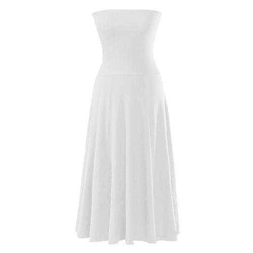 

Sexy Solid Bikini Cover Up Strapless Beach Dress