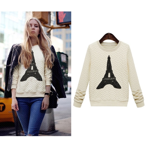 Fashion Women Sweatshirt Pylon Decoration Pullover Long Sleeve Casual Tops Blouse