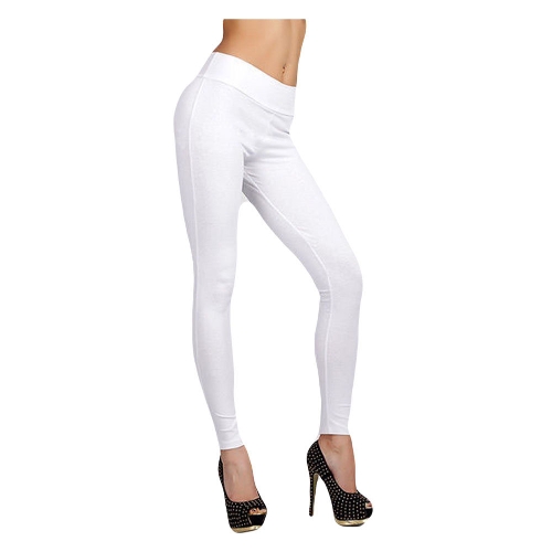 Moda mujer moda Leggings Color sólido cremallera cintura elástico pantalones