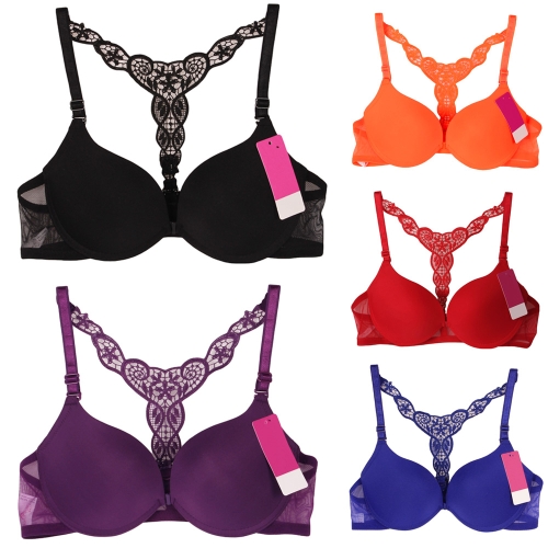 Moda mujer sujetador cierre frontal Encaje Sexy Racer superficie lisa nuevo Push Up lencería ropa interior