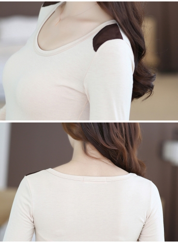 

Korean Fashion Women Mini Dress Long Sleeve Bodycon Basic Dress Black/Beige