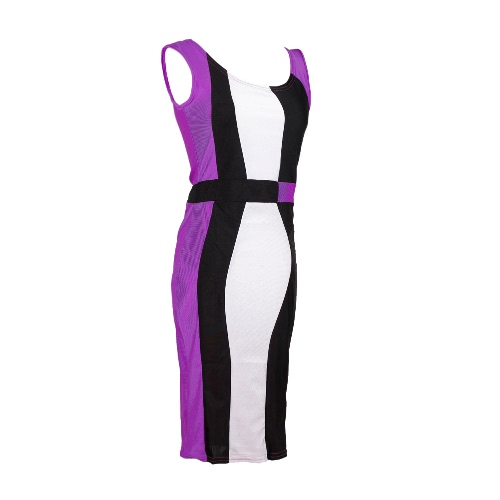 

Sexy Patchwork Contrast Color Block Sleeveless Bodycon Dress