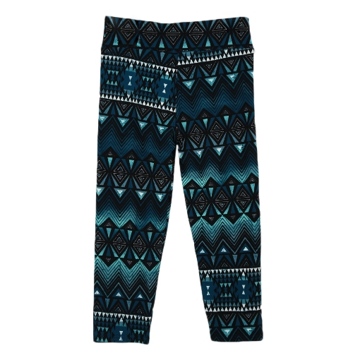 

Fashion Women Lady Cropped Trousers Vintage Print Elastic Waist Gym Wear Yoga Capri Pants