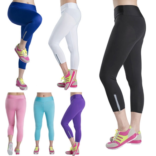 

New Fashion Women Capri Leggings Slim Waist Candy Color Zipper Cuff Cropped Pants Yoga Running Tights
