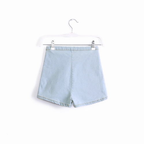 Fashion Women Summer Shorts Denim Jeans High Waist Side Zipper Slim Hot Pants