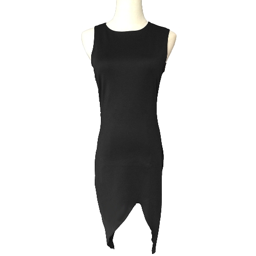 

New Fashion Women Dress Solid Design Asymmetric Hem Crew Neck Sleeveless Sexy One-piece