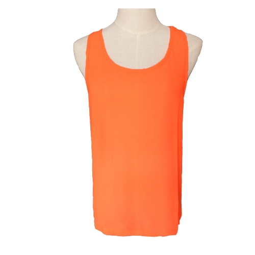 Nuova moda abito di chiffon arco posteriore puro camicetta donna rotondo collo canotta senza maniche