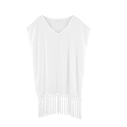

Fashion V Neck Short Sleeve Chiffon Swimwear Cover Up