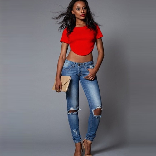 

New Sexy Women Crop Top Open Backless O Neck Short Sleeve Irregular Hem Camisole Casual T-Shirt