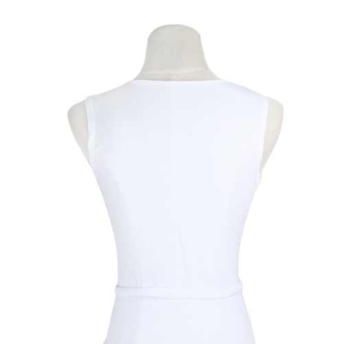 Donne sexy vestito V profondo collo Split orlo maniche tinta unita Nightclub partito Bodycon vestito bianco a Fascia