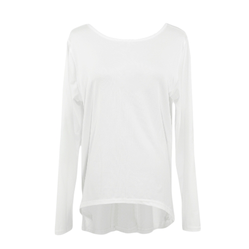 

Casual Patchwork Elbow Round Neck Long Sleeve Asymmetric Hem T-shirt