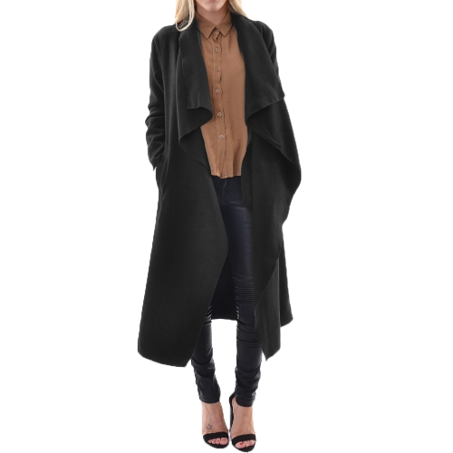 

Fashion Women Outerwear Drape Waterfall Open Front Long Length Cardigan Coat