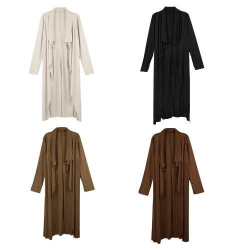 

Fashion Women Outerwear Drape Waterfall Open Front Long Length Cardigan Coat