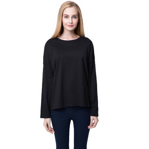 

Fashion Women Casual T-Shirt Hollow Out Back Long Sleeve Pullover Black/Grey/Pink