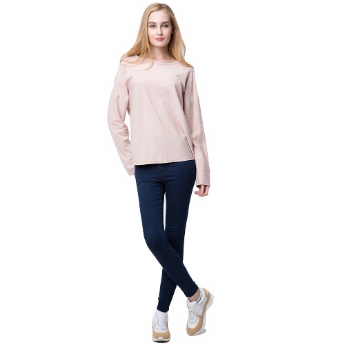 

Fashion Women Casual T-Shirt Hollow Out Back Long Sleeve Pullover Black/Grey/Pink