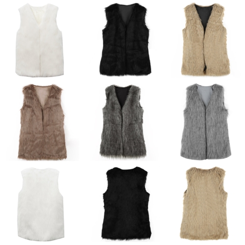 

Fashion Elegance Women Warm Faux Fur Shaggy Vest Sleeveless Waistcoat Long Jacket Coat Outwear