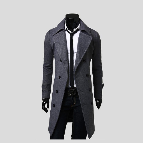 Men's Stylish Trench Coat Winter Jacket Double Breasted Overcoat