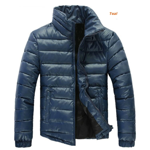 New Mens Winter Coats Warm Parkas Stand-up Collar Jackets Teal