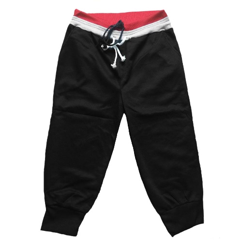 Europe Fashion Men Pants Loose Casual Sport Trousers Tie Belt Splicing Fitted Cuffs Sweatpants