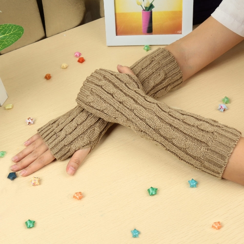 Fashion Winter Gloves Mitten Warm Knitted Fingerless Arm Long Unisex