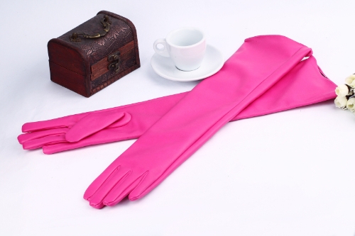 

Fashion Elegant Women Gloves Soft PU Leather Arm Long Gloves Evening Party Gloves Rose