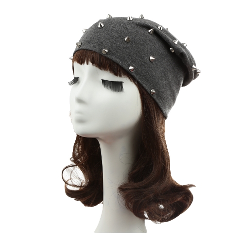 Nuova moda Unisex uomini donne ribattino decorazione Design solido hip-hop Slouch Headwear berretto