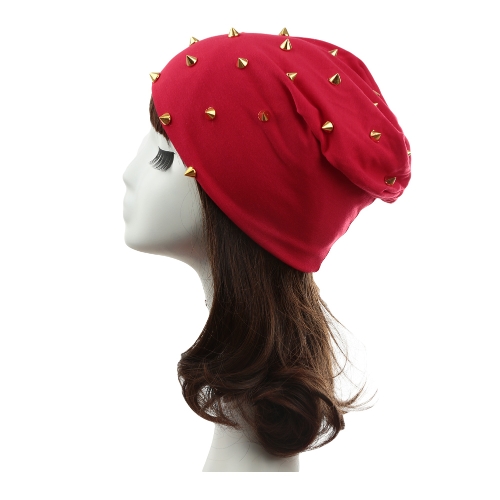 

New Fashion Unisex Men Women Beanie Rivet Decoration Solid Design Hip-Hop Slouch Headwear Hat