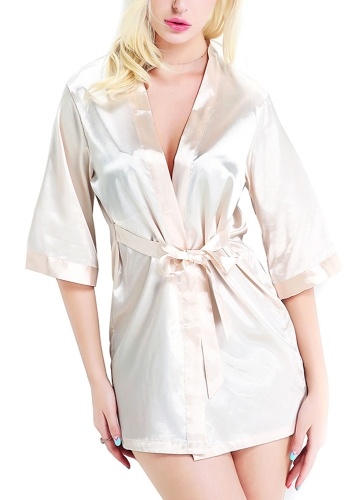

Women Satin Night Robe Nightwear Bathrobe Short Kimono Bridal Dress Dressing Gown Sleepwear