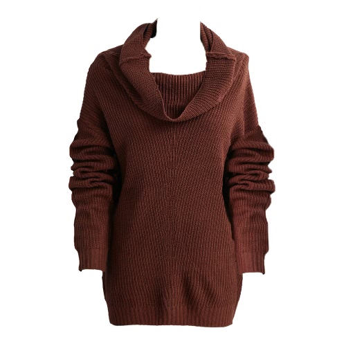 Nouveau Mode Femmes Chandail Cowl Solide Encolure long Raglan manches côtelé surdimensionné Casual Knittwear Pull