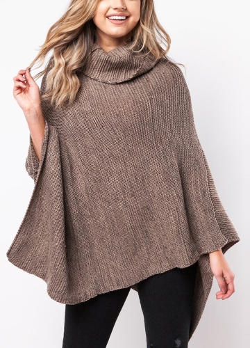 

Sexy Women Cape Turtleneck Shawl Irregular Knitted Poncho