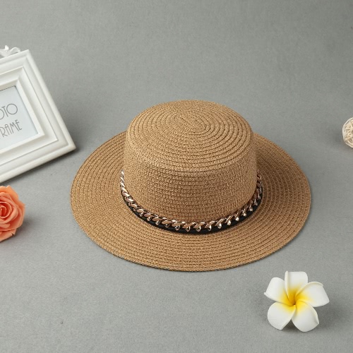 

Новая мода женщины Sun Hat соломенной шляпе Твердая широкими полями Лето Sunbonnet Бич Панама Hat