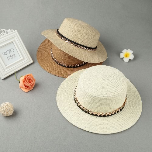 

Новая мода женщины Sun Hat соломенной шляпе Твердая широкими полями Лето Sunbonnet Бич Панама Hat