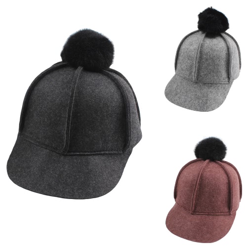 

New Winter Unisex Wool Solid Cap Bobbles Casual Man Woman Baseball Flat Hat