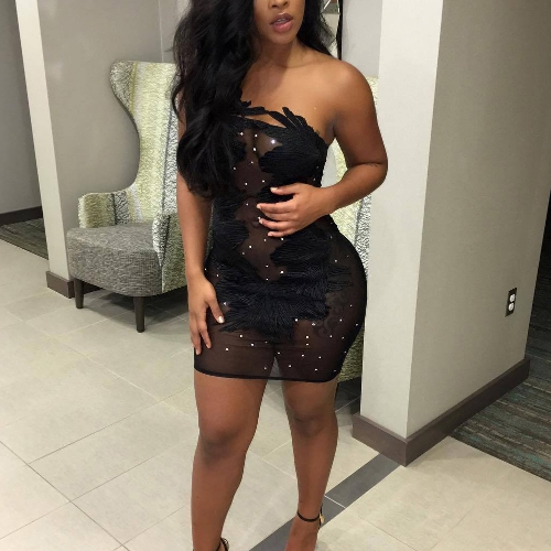 

Без бретелек без бретелек из бисера Женщины Sexy Bodycon Mini Dress