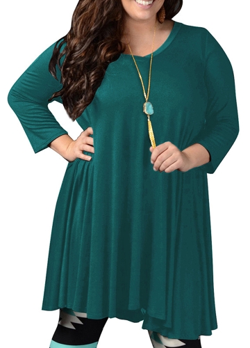 

Women Pleated Midi Dress V Neck Three Quarter Sleeve