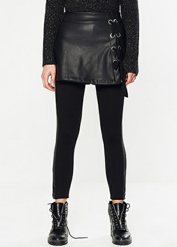

PU Lace Up Faux Leather Back Zipper Мини-юбки