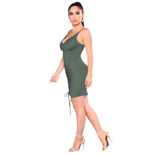 

Женщины Sexy Backless Basic Платье без рукавов Slim Vestidos Жилет Танк Bodycon Платье Платье Твердый Ruched Party Mini Dress