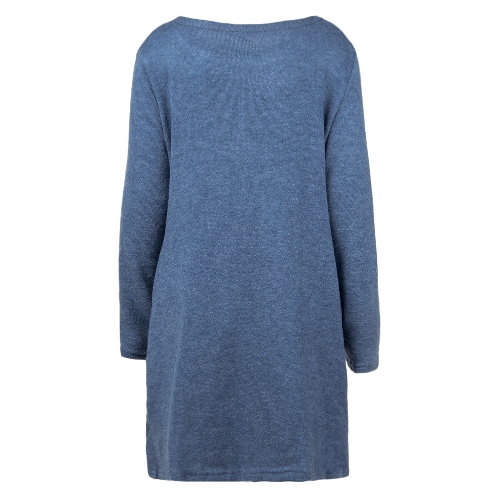 

Women Loose Knit Sweater Dress Long Sleeves Pockets Party Mini Straight Dress