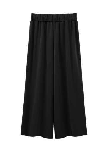 

Plus Size Solid Elastic High Waist Wide Legs Pants