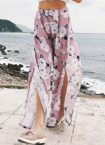 

Chiffon Floral Print Wide Leg Pants
