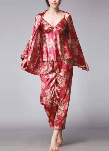 

Paisley Print Three-Piece Pajama Set