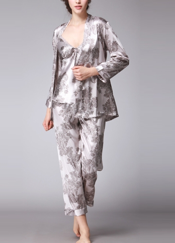

Paisley Print Three-Piece Pajama Set