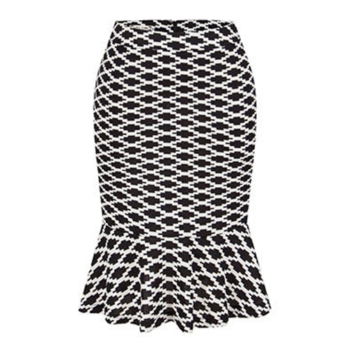 

Floral Plaid Print High Waist Slim Bodycon Ruffled Mermaid Skirt