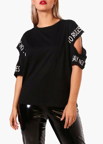 

Women Plus Size T-Shirt Letter Print Cutout Casual Oversize Blouse Tops Tee
