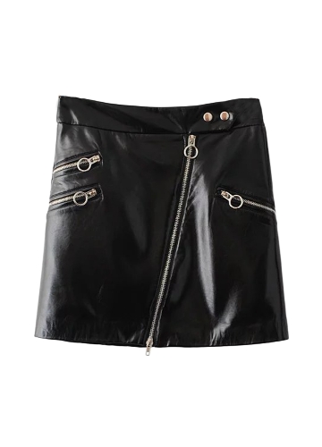 

PU Leather High Waist Ring Zipper Bodycon Pencil Skirt