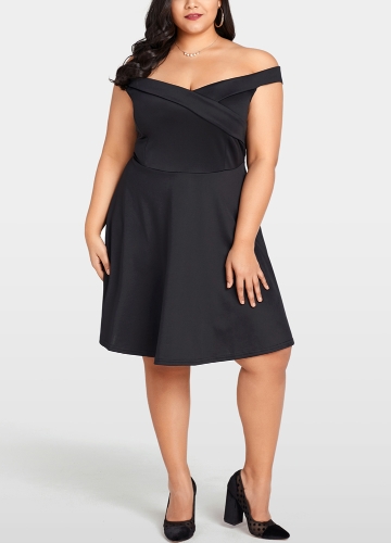 

Women Plus Size Dress Slash Neck V Back High Waist Party Dress