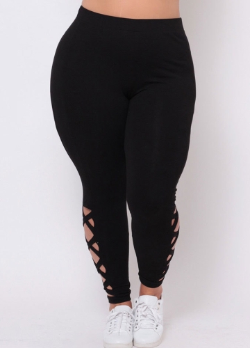 

Plus Size Hollow Out Cross Straps Side Pants